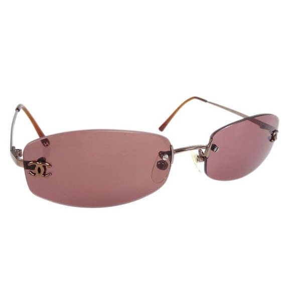 CHANEL Logo Sunglasses Eyewear Brown Small - Picture 1 of 12